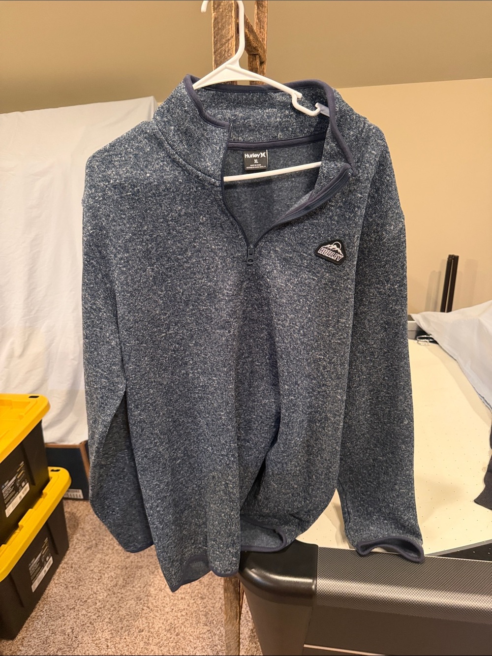 Hurley Men's Heathered Navy Quarter-Zip Pullover